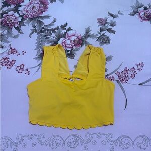 Free People Yellow Scallop Hem Crop bra